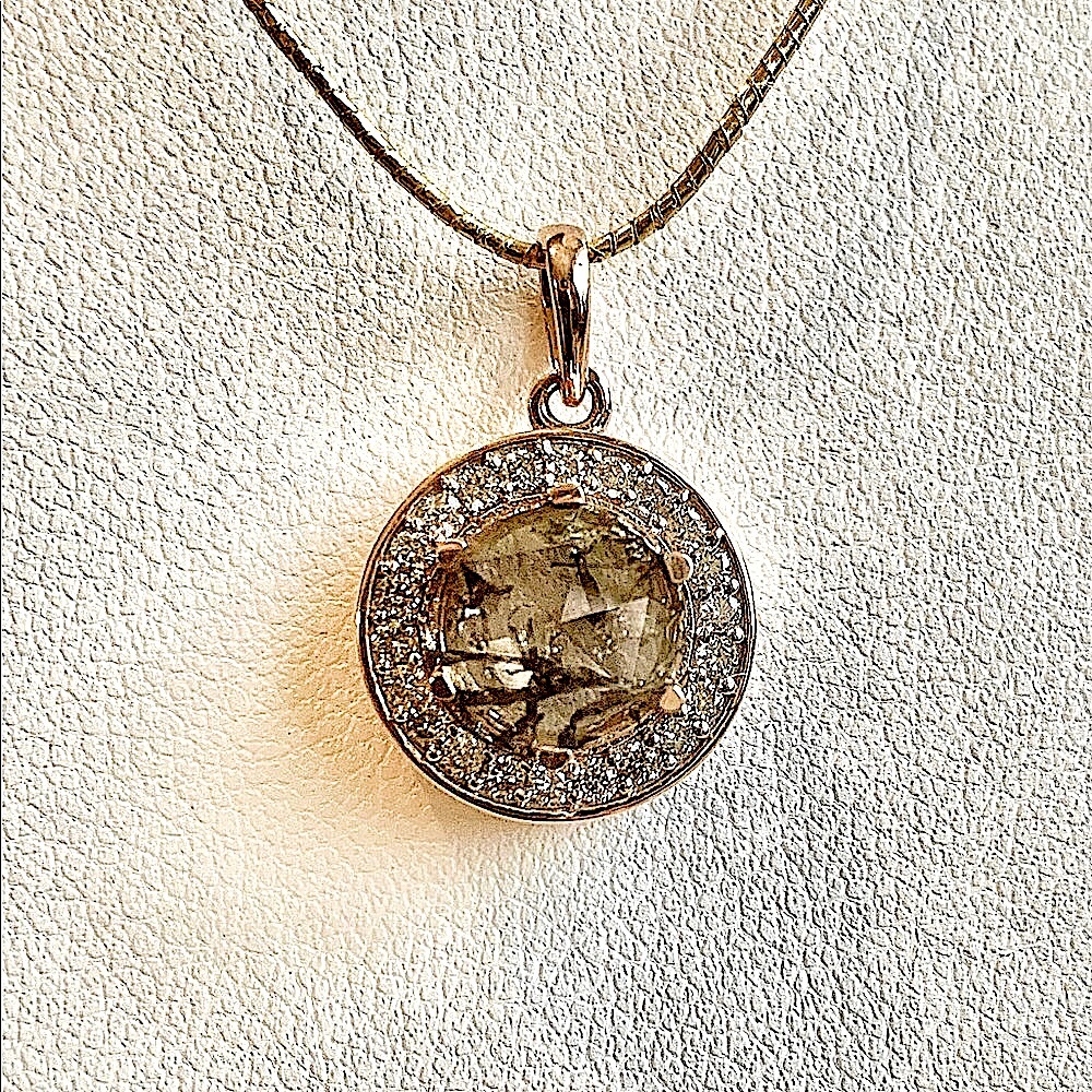 Natural Diamonds 1.23 CTTW 14 KT Halo Pendant 💗RARE
